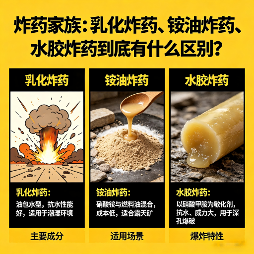 崇信炸药家族：乳化炸药、铵油炸药、水胶炸药到底有什么区别？